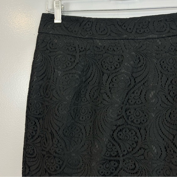 Trina Turk Black Lace Linen Blend Pencil Skirt Size 10 - Picture 2 of 8